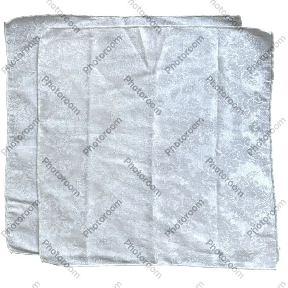 Set of 4 White Royal Damask Vintage 1950s Retro Dinner Napkins 16.5” Square MCM